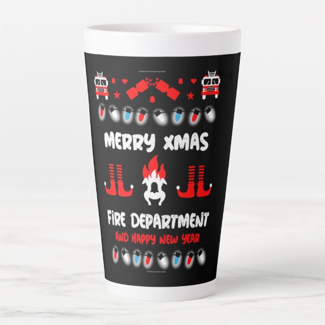 Fire-fighter ugly xmas      latte mug (Front)
