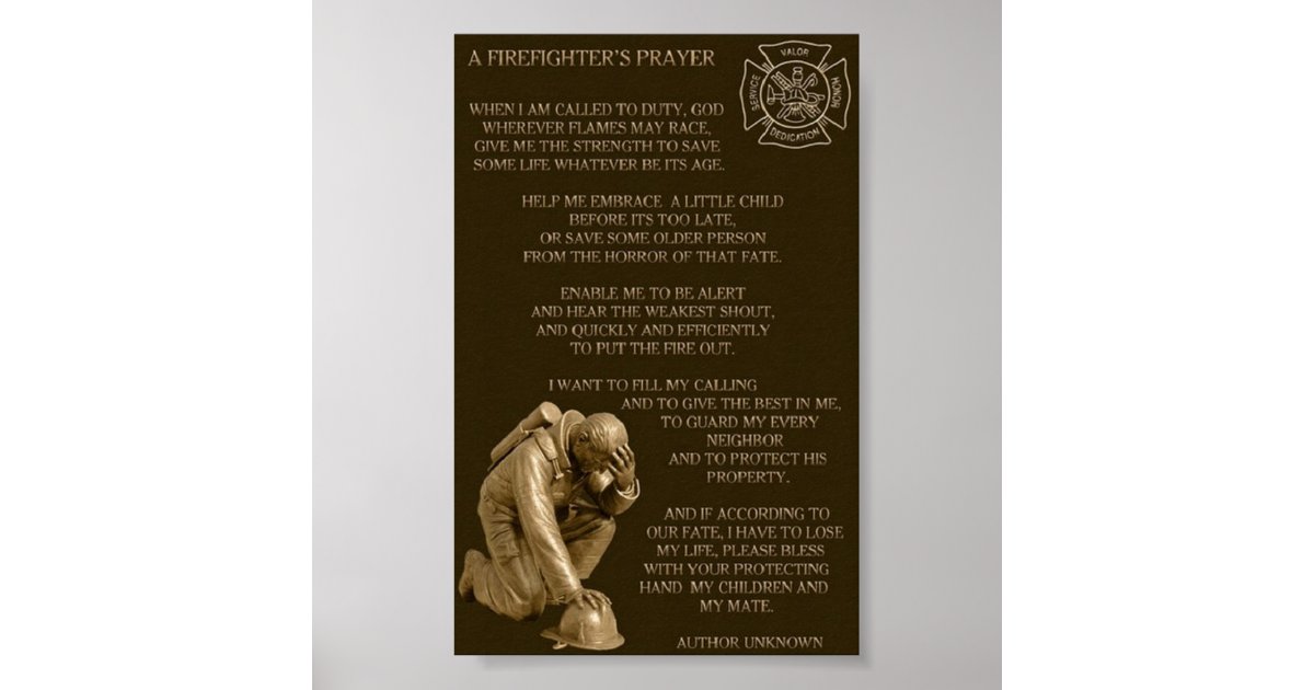 Fire Fighters Prayer Poster | Zazzle