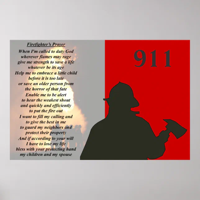 Fire Fighter's Prayer Poster | Zazzle