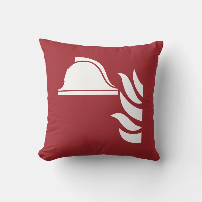 Fire Fighting Helmet Safety Sign Throw Pillow (Front)