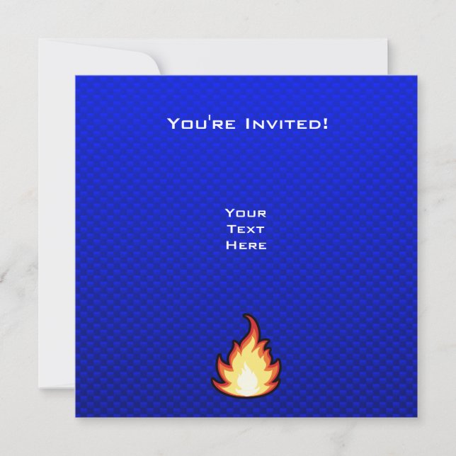Fire Flame; Blue Invitation (Front)