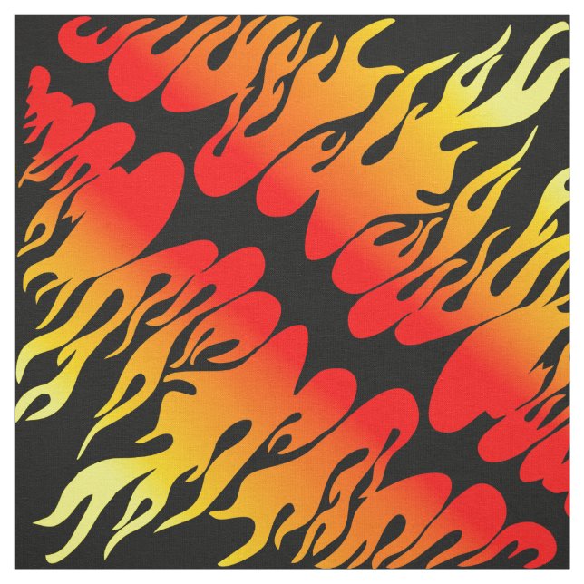 Fire flame bonfire red yellow black pattern fabric (Swatch)