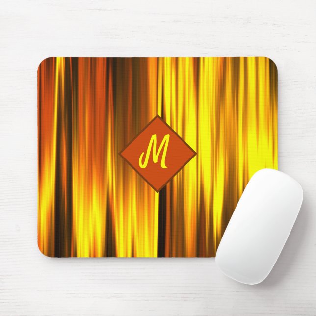 Fire Flame Color of Red Yellow Monogram Mouse Pad (With Mouse)