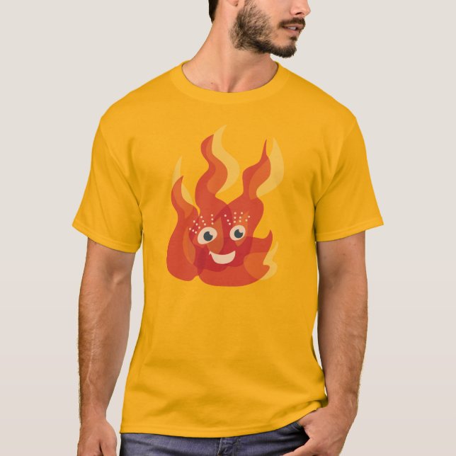 Fire Flame Cute Character T-Shirt (Front)