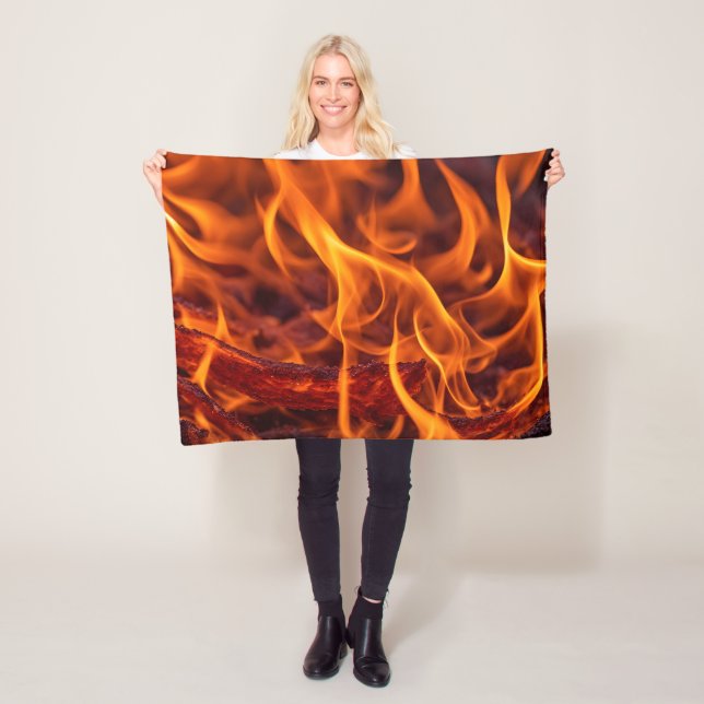 Fire flame macro  fleece blanket (In Situ)