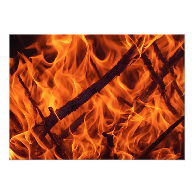 Fire flame macro  in fireplace photo print (Front)