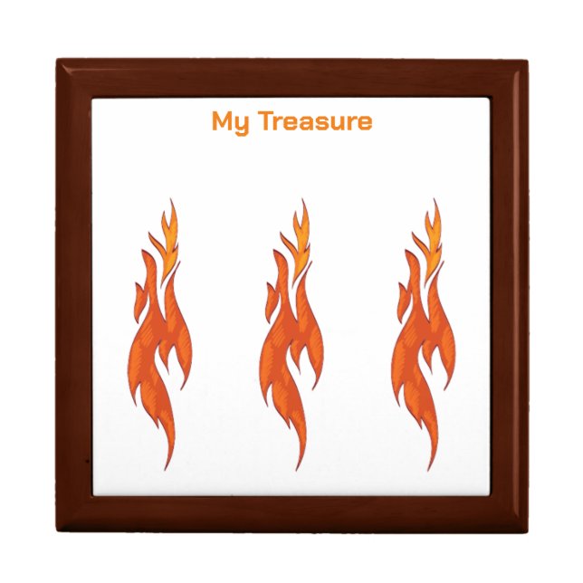 Fire Flame Wooden Jewelry Keepsake Unforgettable Gift Box (Front)