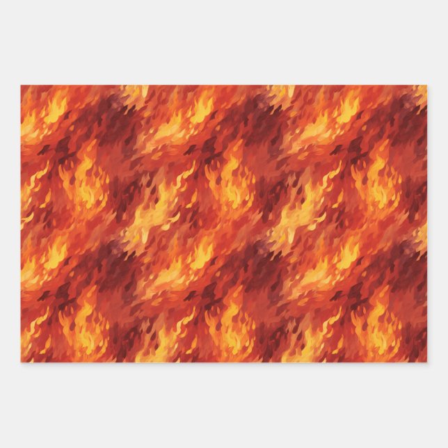 Fire Flame Wrapping Paper Flat Sheet Set (Front)