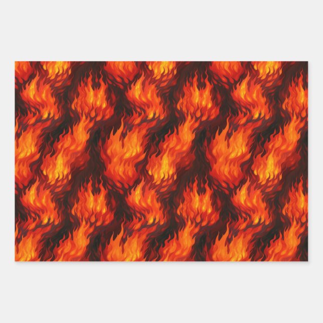 Fire Flame Wrapping Paper Sheets (Front)