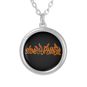 Fire Flames Blaze Outline Silver Plated Necklace