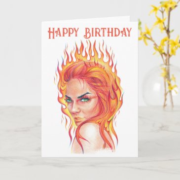 Fire Flames Fantasy Woman Portrait Surreal Art