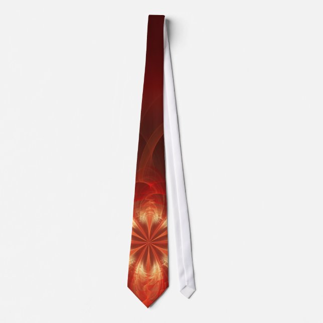 Fire Flower Fractal Art Neck Tie (Front)