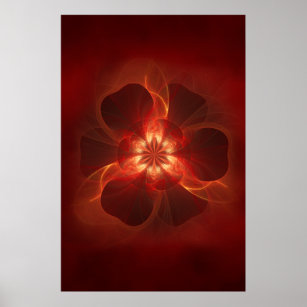 Fire Flower Fractal Art Poster