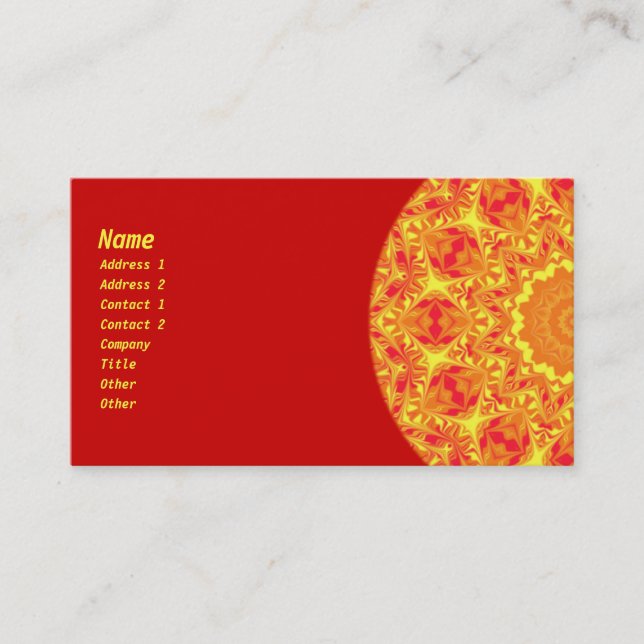 Fire Flower Kaleidoscope Business Card (Front)