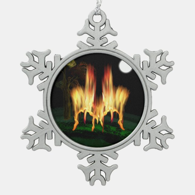 Fire Fly Snowflake Pewter Christmas Ornament (Front)