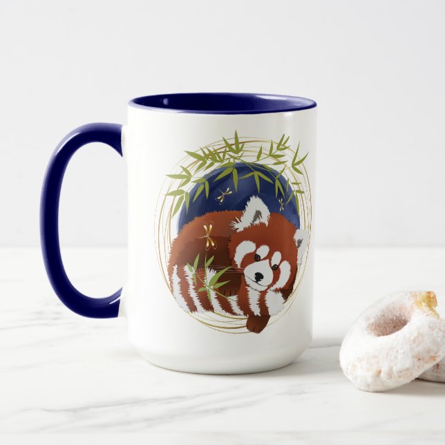 FIRE FOX Red Panda  15oz mug (With Donut)