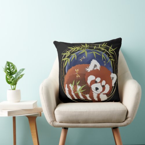 FIRE FOX red panda  throw pillow 2 sizes