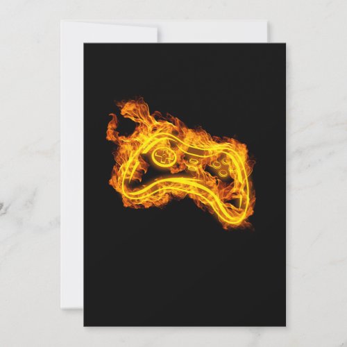 Fire Gaming Flames Console Retro Invitation