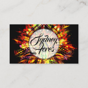 Fire Gem Personalized Tribal Feather Gypsy Moon Business Card