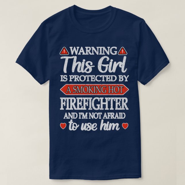 Fire Girlfriend Red Line Girlfriend Of Firefighter T-Shirt (Design Front)