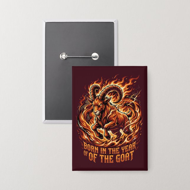 Fire Goat 2027 Born Birthday Button (Front/Back)