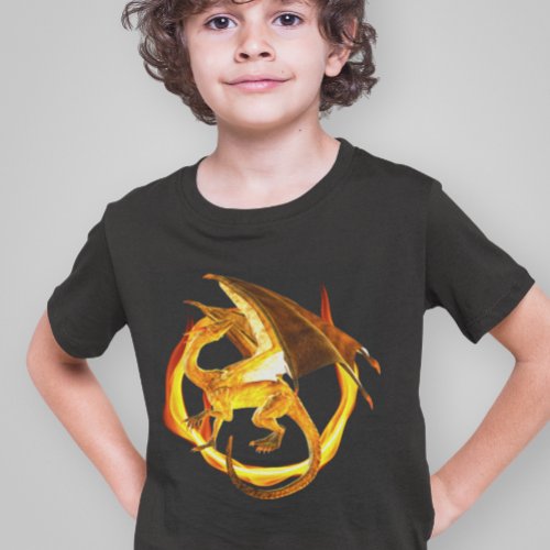 Fire Gold Flame Dragon Magical Fantasy T_Shirt
