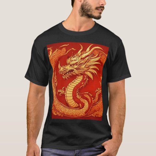 Fire Guardian Majestic Dragon Tattoo Design T_Shirt