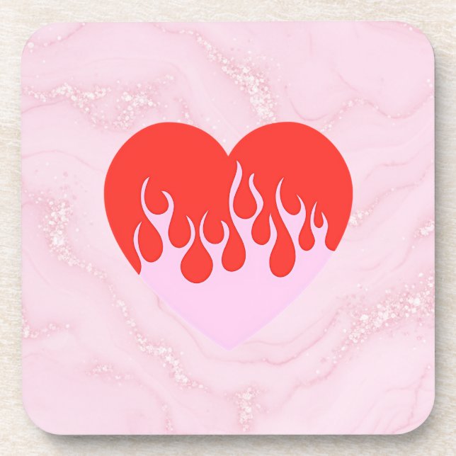 Fire Heart Beverage Coaster (Front)