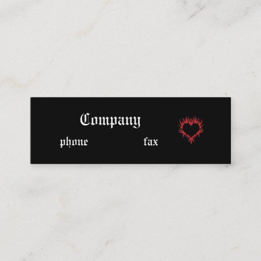 Customizable Fire Heart Black Gothic Business Card