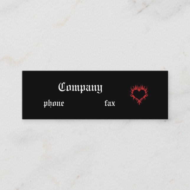 Fire Heart Black Gothic Business Card (Front)