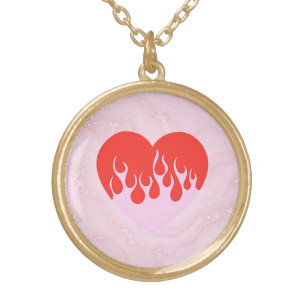 Fire Heart Gold Plated Necklace