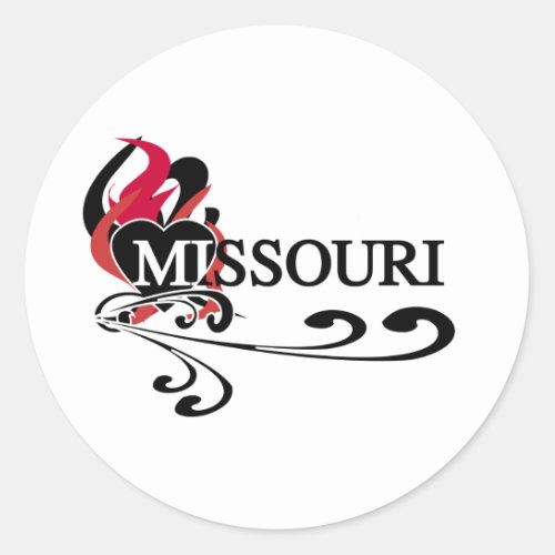 Fire Heart Missouri Classic Round Sticker