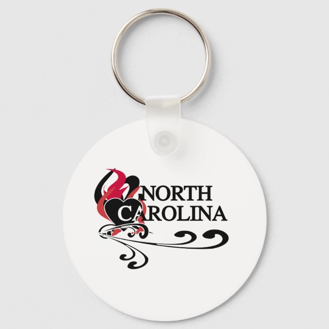 Fire Heart North Carolina Keychain (Front)