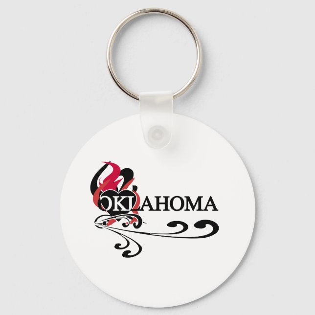 Fire Heart Oklahoma Keychain (Front)