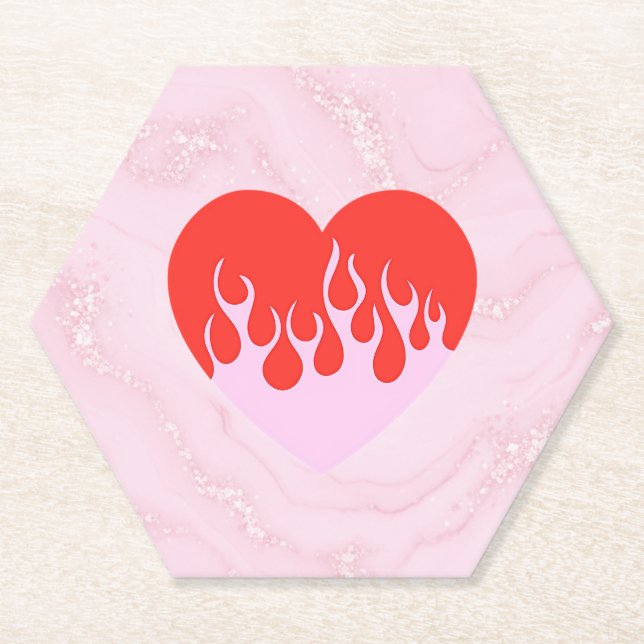 Fire Heart Paper Coaster (Front)