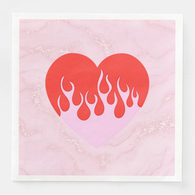 Fire Heart Paper Dinner Napkins (Front)