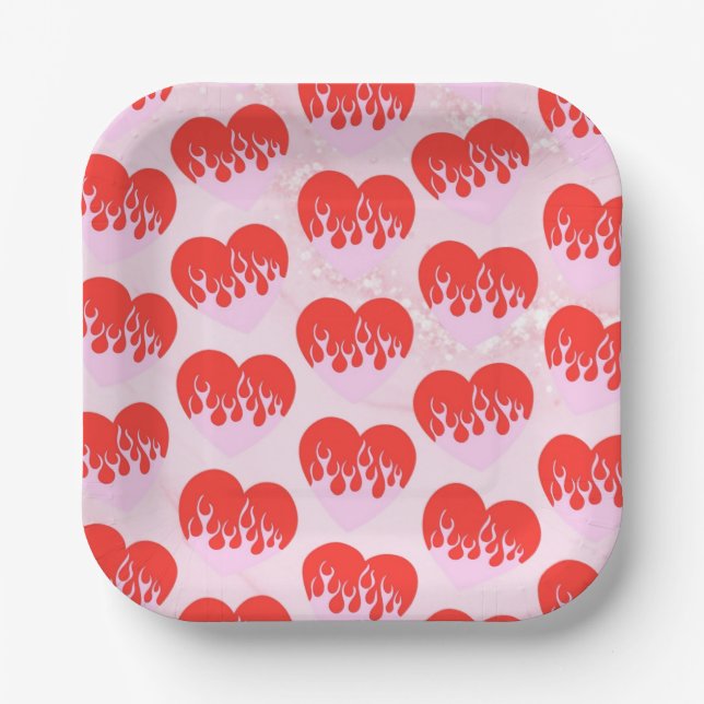 Fire Heart Paper Plates (Front)
