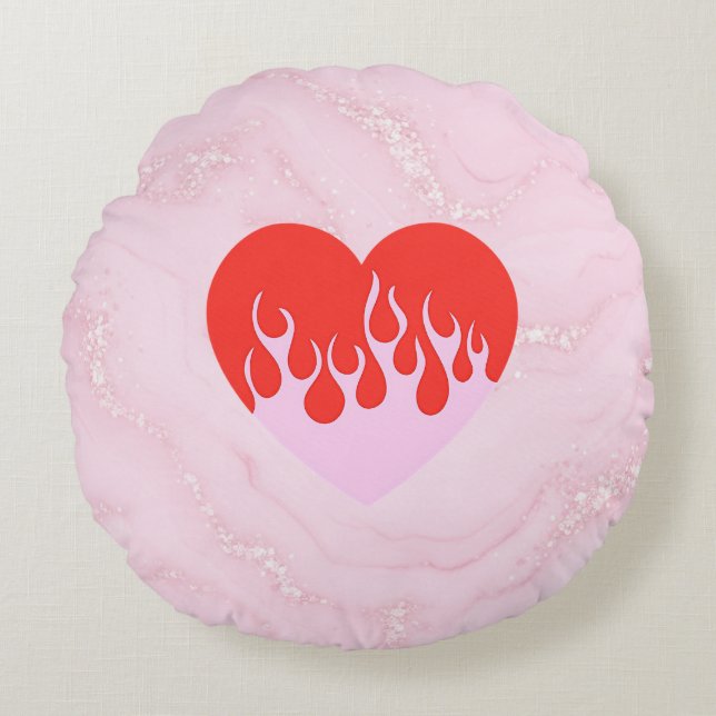 Fire Heart Round Pillow (Front)