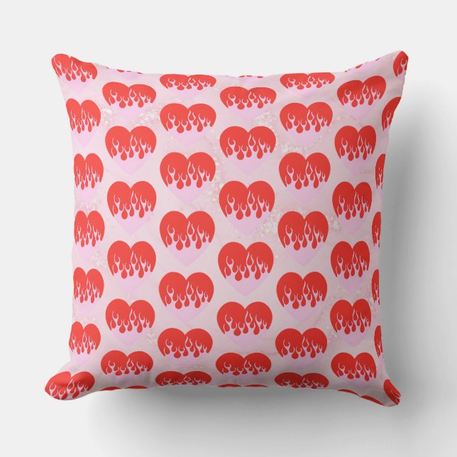Fire Heart Throw Pillow (Front)