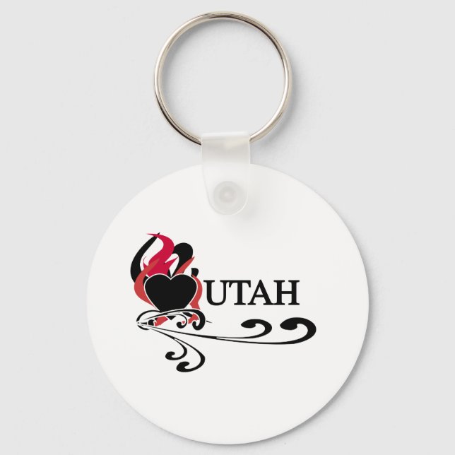 Fire Heart Utah Keychain (Front)