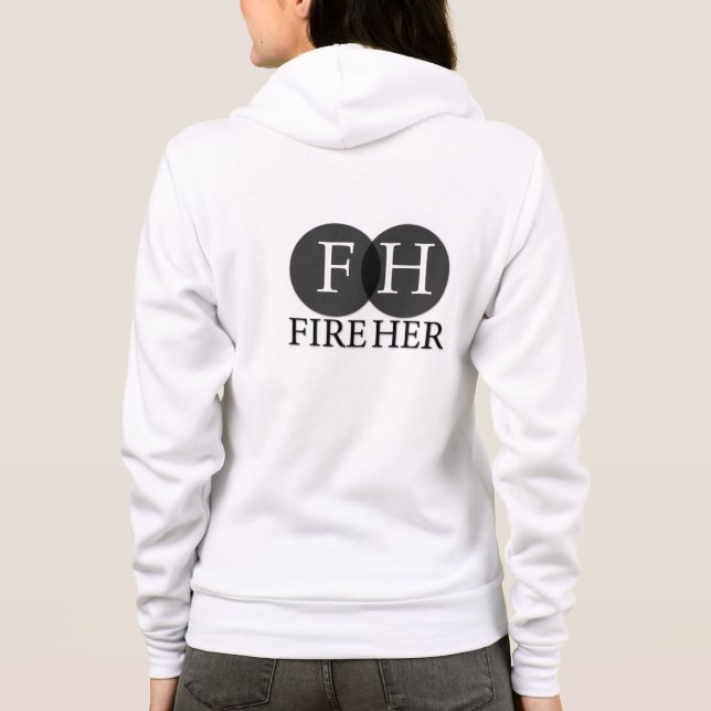 Fire Her White Flex Fleece Zip Hoodie (Back)