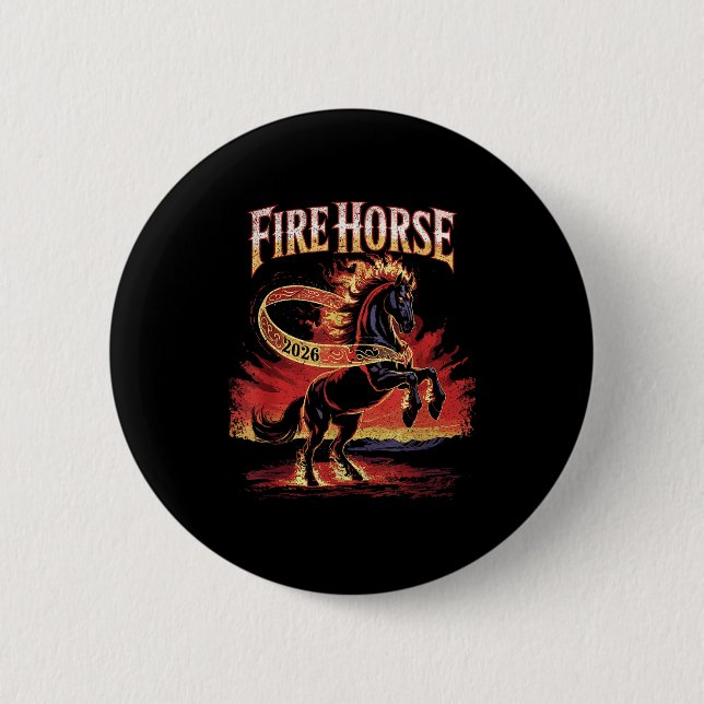 Fire Horse 2026 Zodiac Art Chinese New Year  Button (Front)