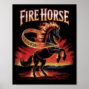 Fire Horse 2026 Zodiac Art Chinese New Year Poster