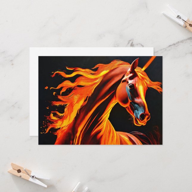 fire horse, horse, animals, flame, fire invitation (Front/Back In Situ)