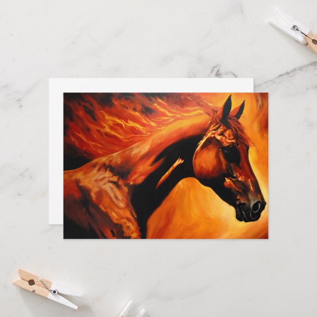 fire horse, horse, animals, flame, fire invitation (Front/Back In Situ)