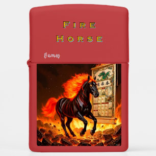 Fire Horse  Personalized (w/ Name or Initial) Zippo Lighter