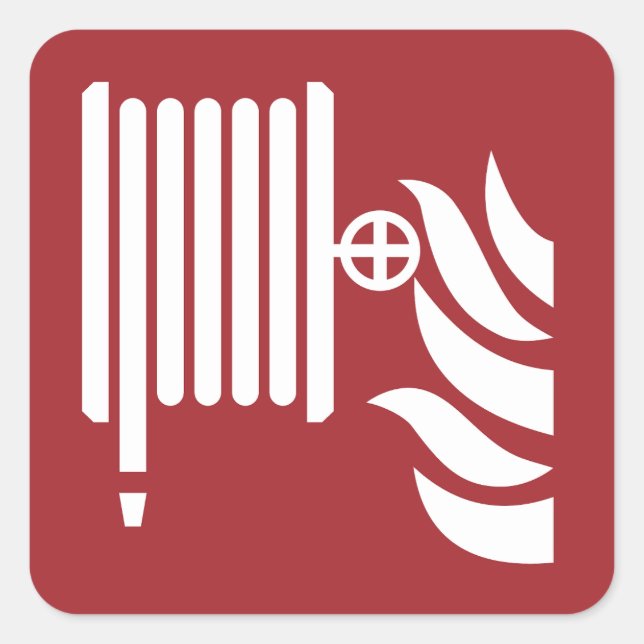 Fire Hose Reel Safety Sign Square Sticker (Front)