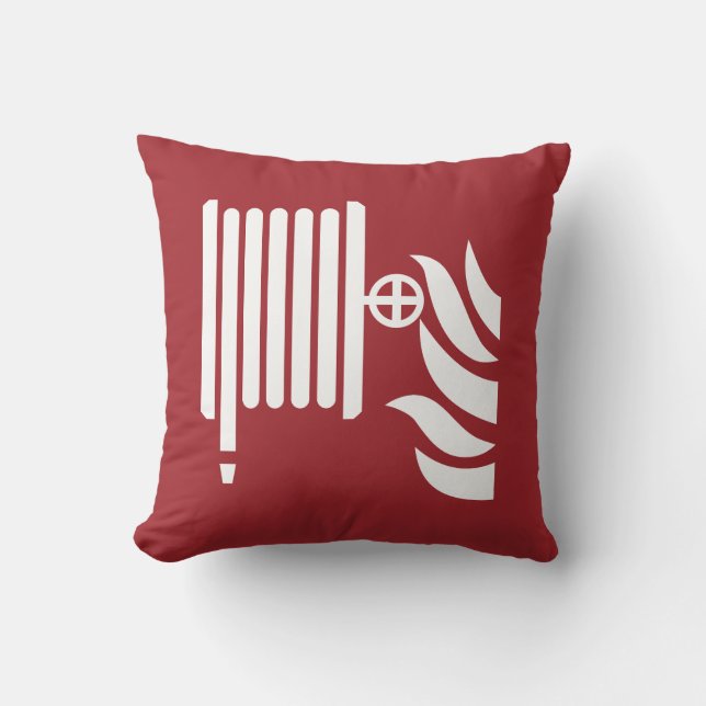 Fire Hose Reel Safety Sign Throw Pillow (Front)