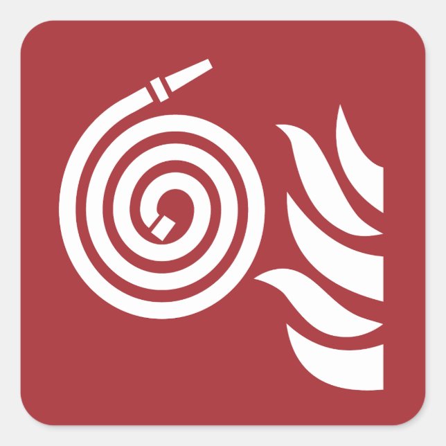 Fire Hose Safety Sign Square Sticker (Front)