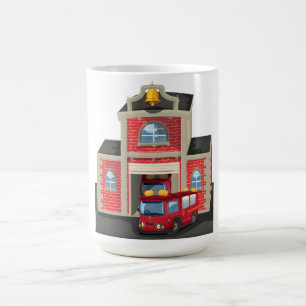 Fire House and Fire Truck Coffee Mug